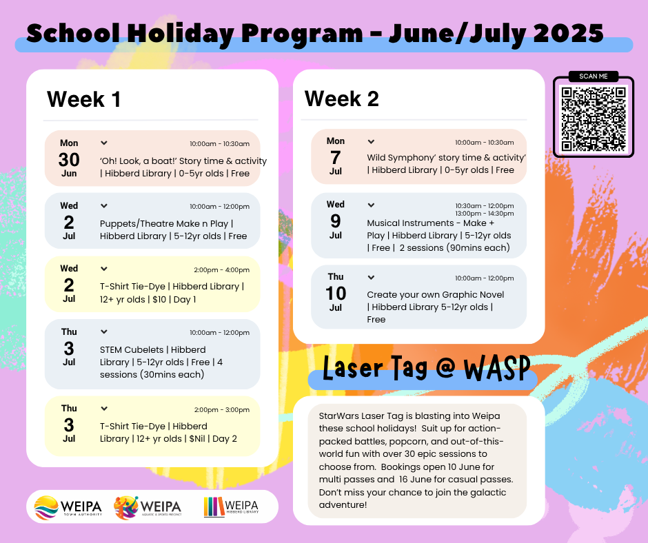school holiday program 2025 June July