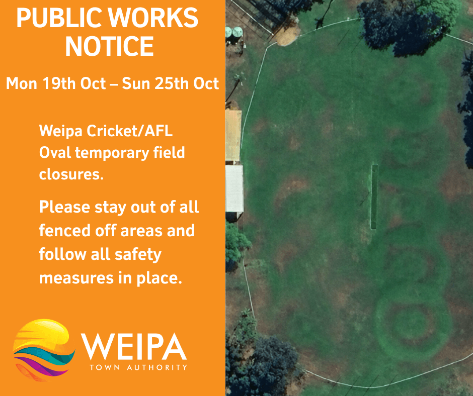 Public works notice - Cricket Oval