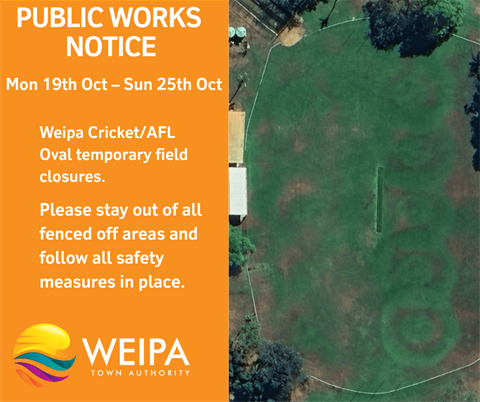 Public works notice - Cricket Oval